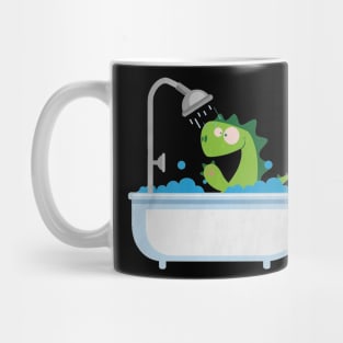 Dinosaur is taking a bath black Mug